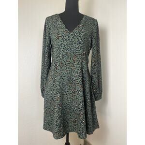 Everly Women's Animal Print Casual Classic Chic  Lined Dress Green M